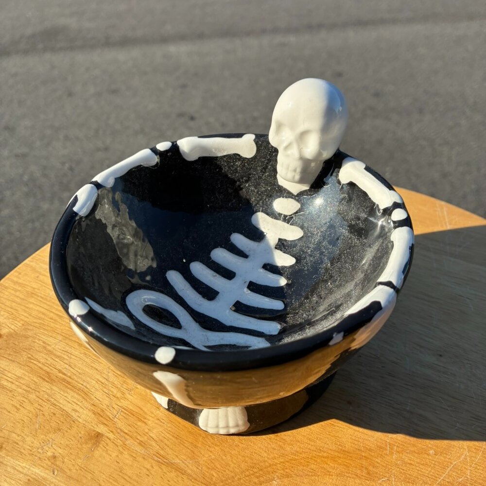 Halloween Skeleton Bowl Candy Serving Dish Seasonal Decor Haunted Manor